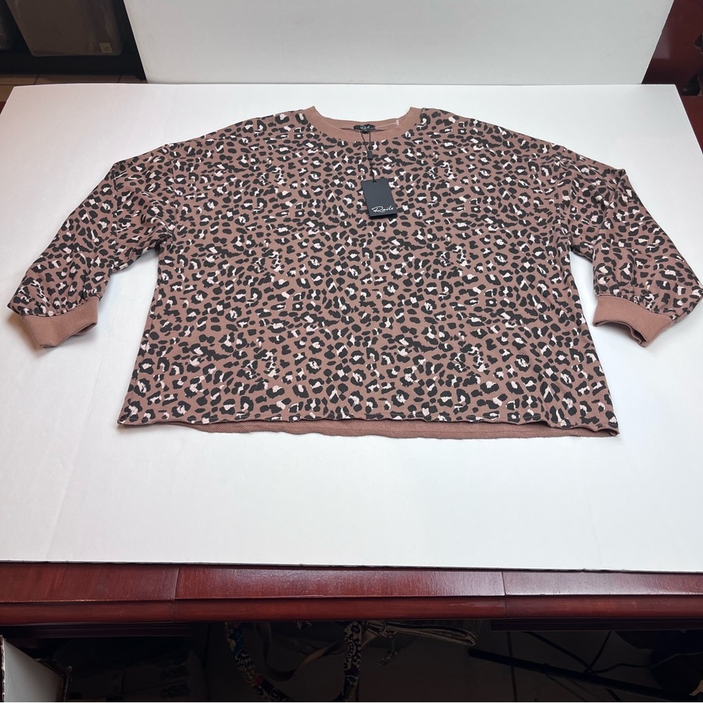 Rails Reeves Mountain Leopard Womens SZ Medium Brown Black White Sweatshirt NEW